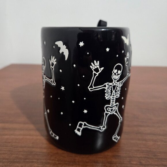 Rae Dunn Skeleton Coffee Mug Halloween Bats Design Brand New With Tags Handmade - Picture 3 of 7